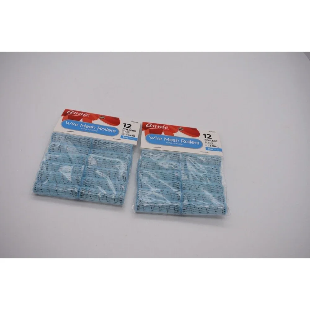 Annie Wire Mesh Rollers – X-Small 12 Count Blue - 1/2